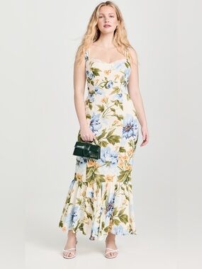 NEW Reformation Irisa Sweetheart Floral Midi Dress In Botanist Size 4